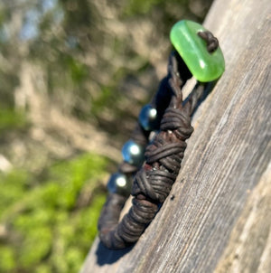 Tahitian Pearl & Jade Leather Bracelet