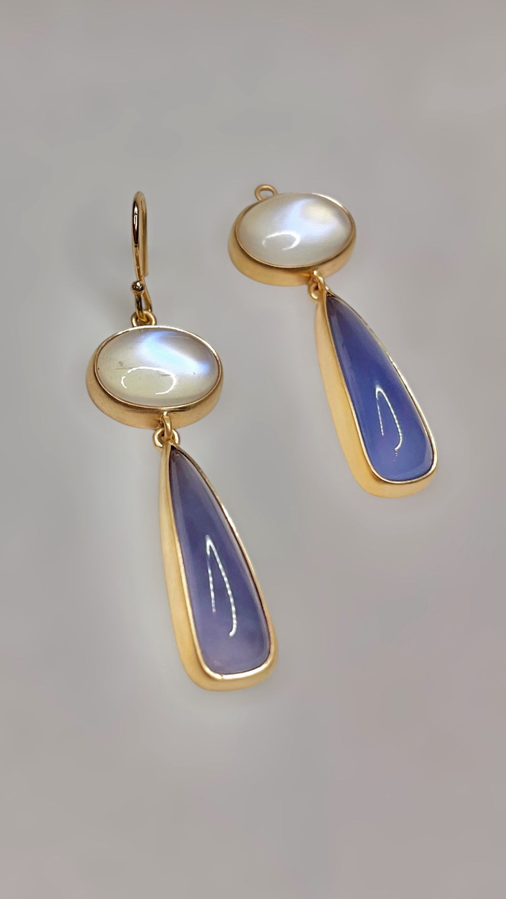 Moonstone & Blue Chalcedony Earrings