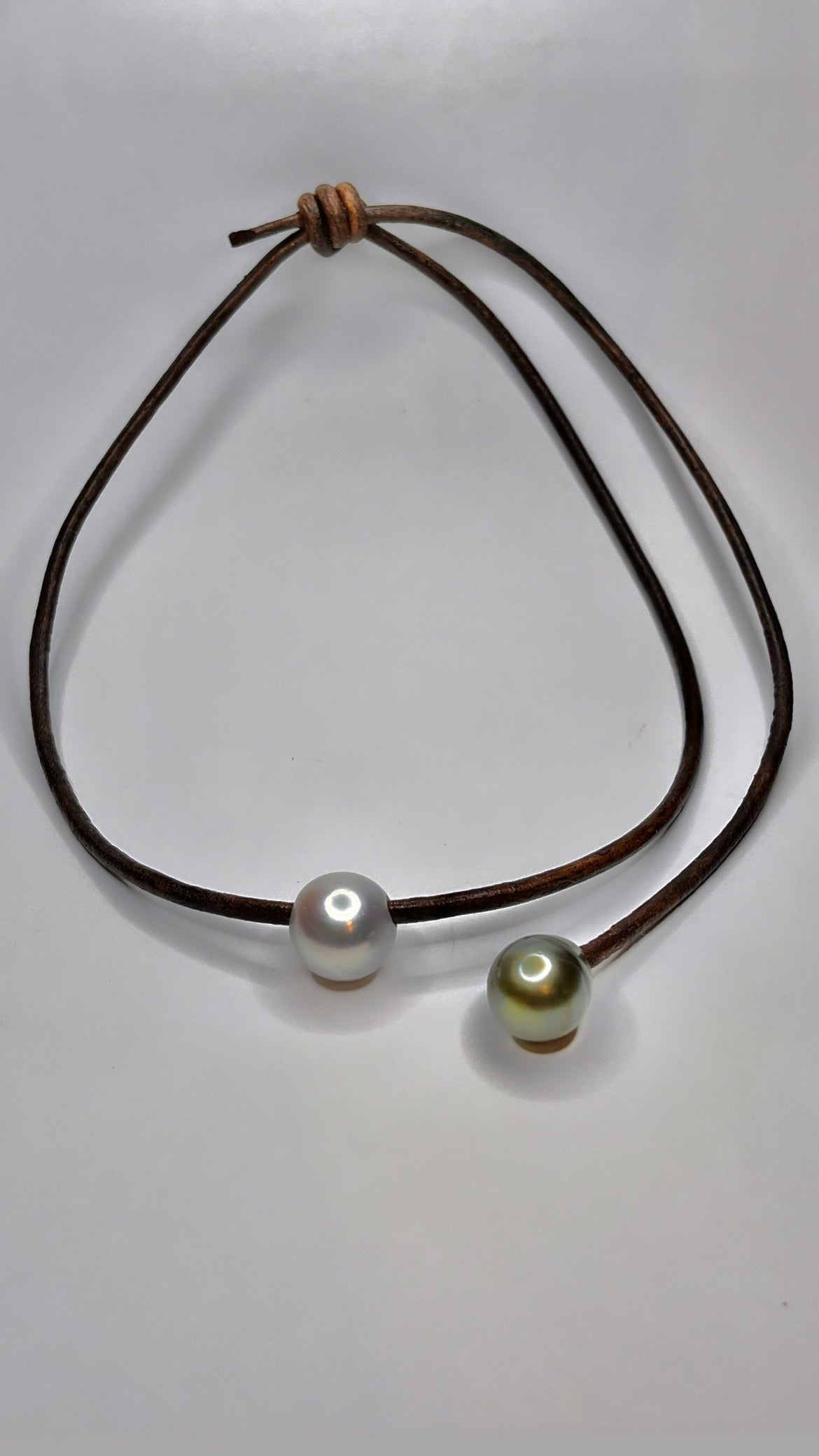 South Sea & Tahitian Pearl Leather Necklace