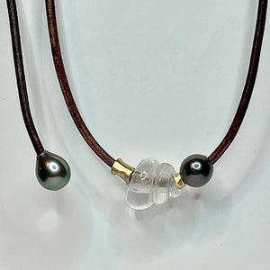 Tahitian Pearl & Carved Quartz Necklace