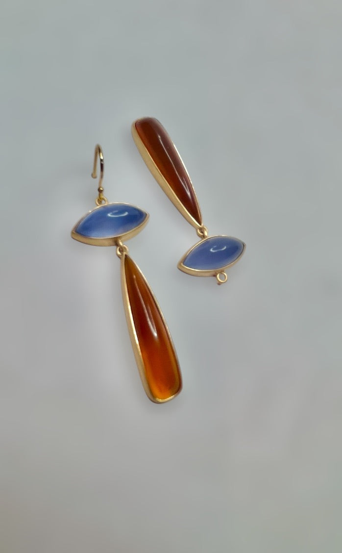 Blue & Honey Chalcedony Earrings
