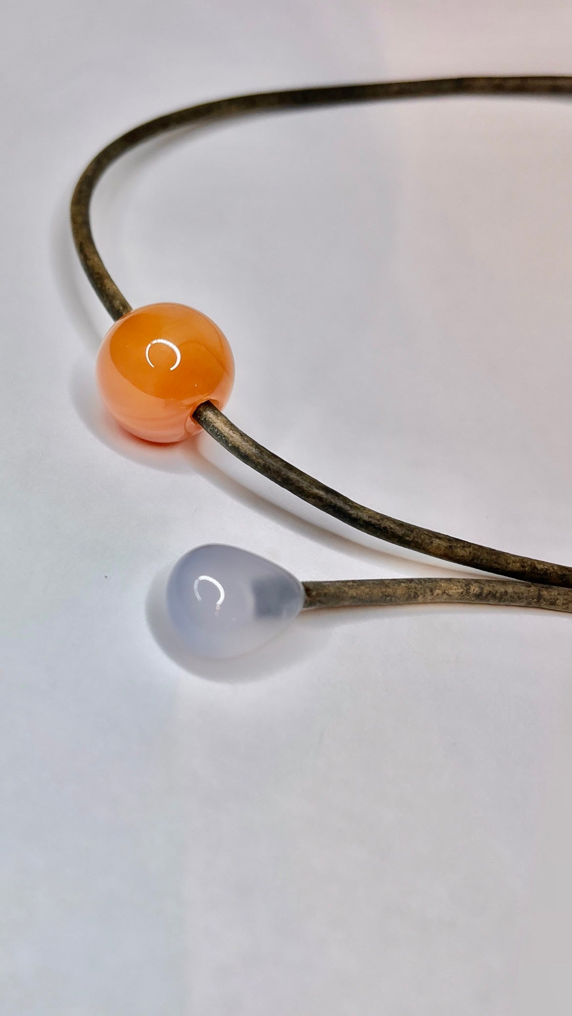 Carnelian & Blue Chalcedony Necklace On