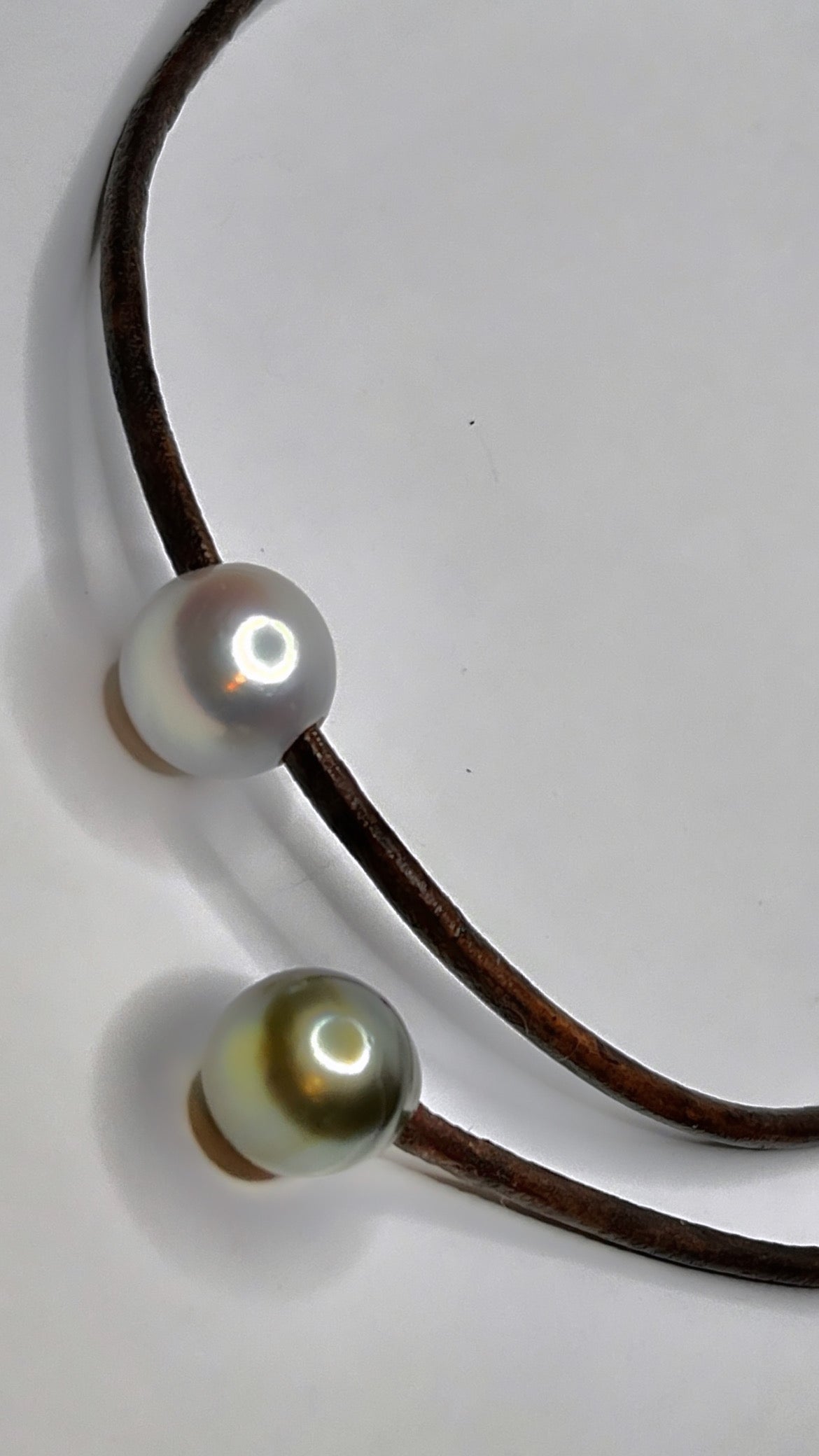 South Sea & Tahitian Pearl Leather Necklace