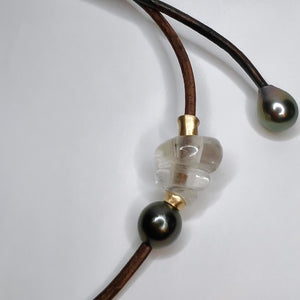 Tahitian Pearl & Carved Quartz Necklace