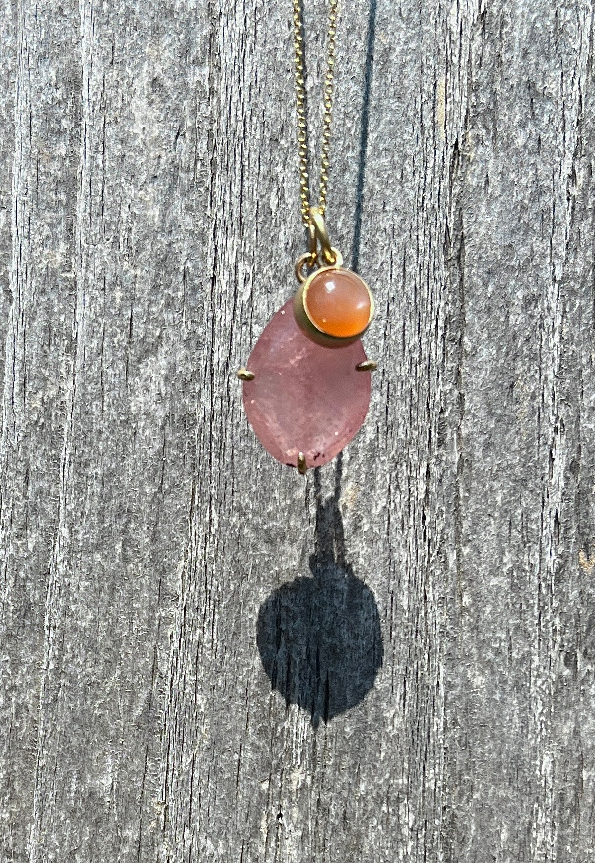 Sapphire & Salmon Moonstone Necklace