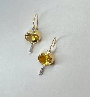 Heliodor Yellow Beryl & Diamond Earrings