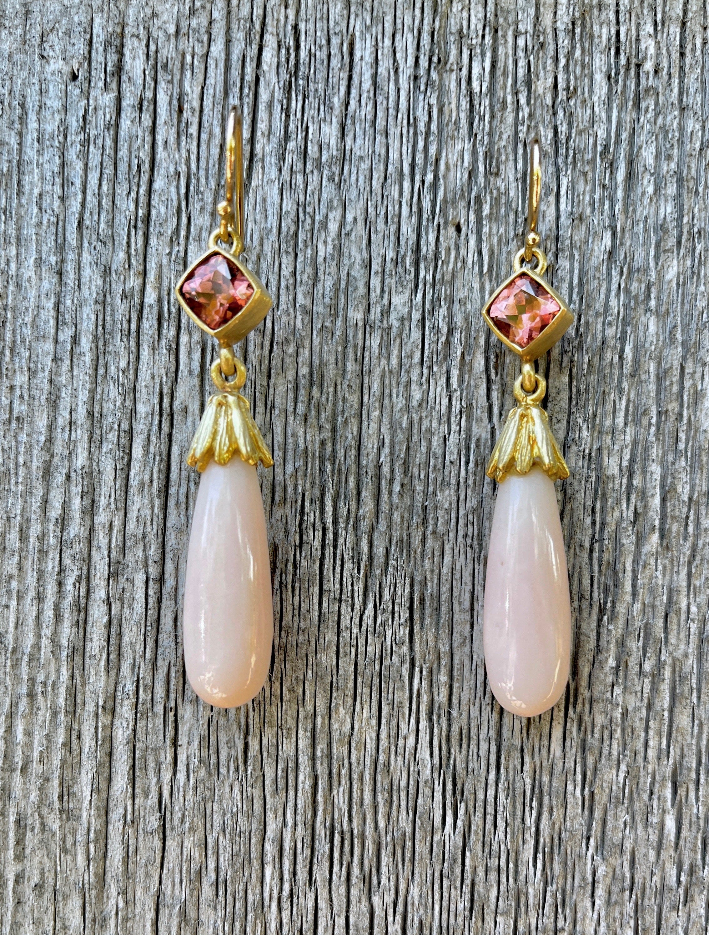 Coral  & Rose Zircon Earrings