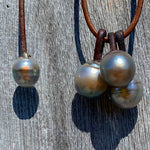 Tahitian Pearls on Leather