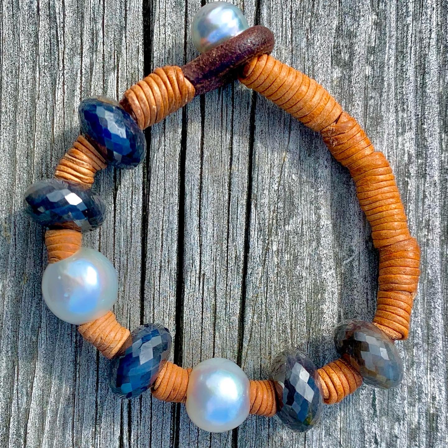 South Sea Pearls & Sapphire Bracelet