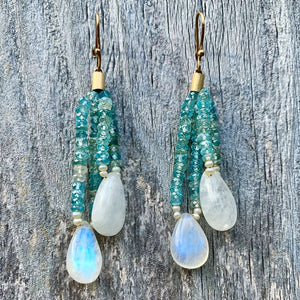 Aquamarine & Moonstone Swing Earrings