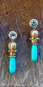 Aquamarine & Turquoise Lily of the Valley Earrings