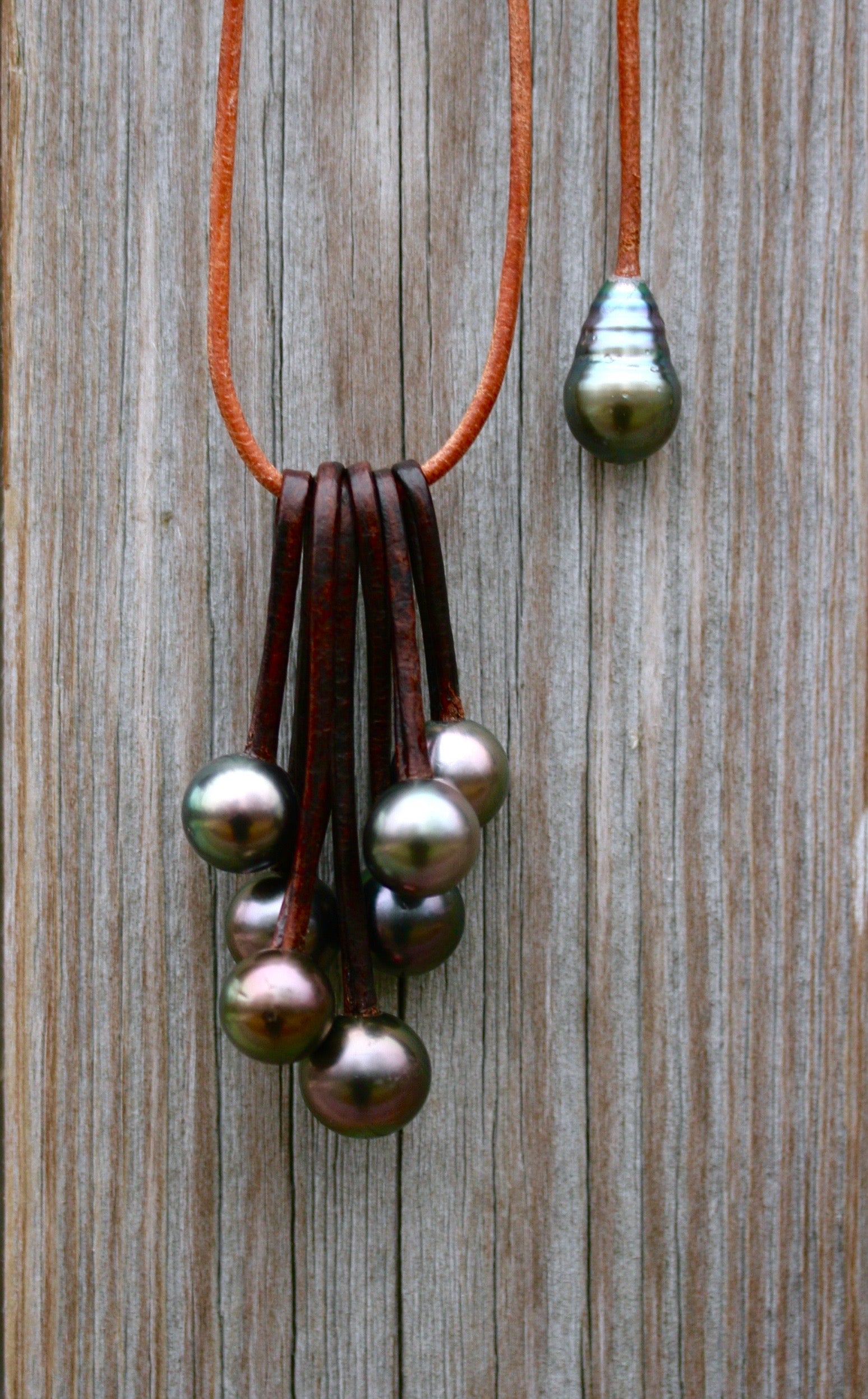 Tahitian Pearls on Leather
