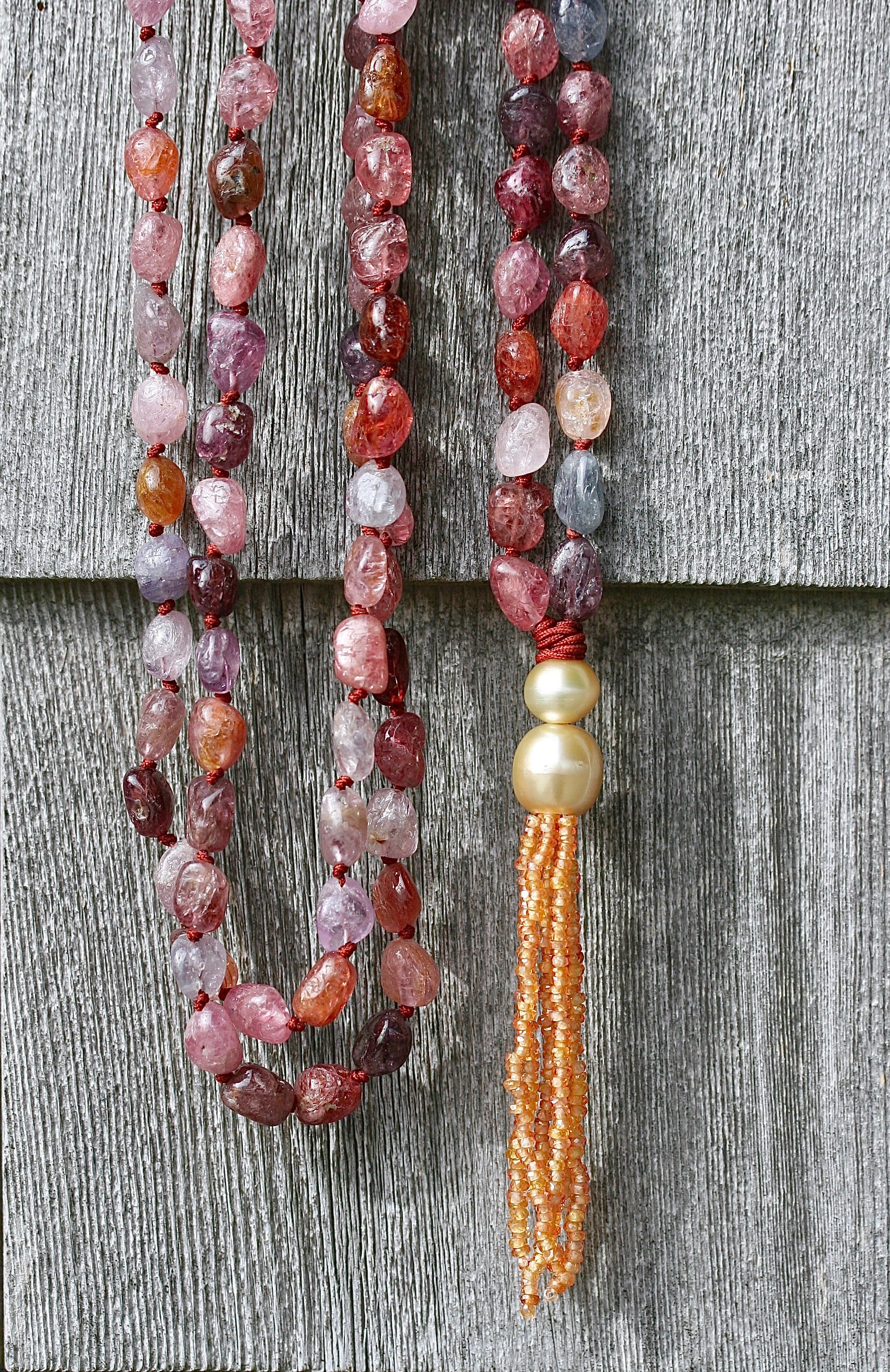 Spinel, South Sea Pearls & Sapphire Mala