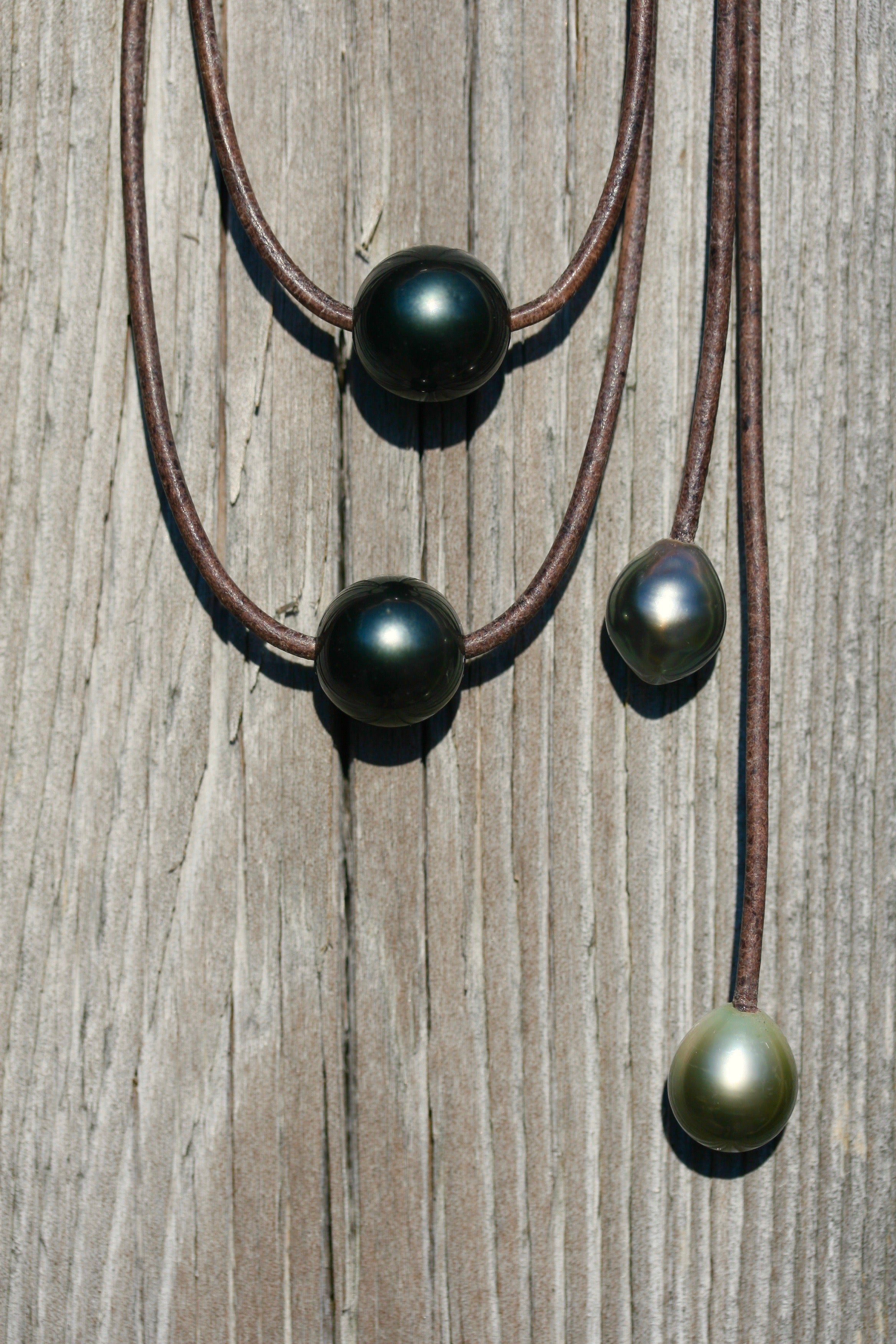 Tahitian Pearls on Leather