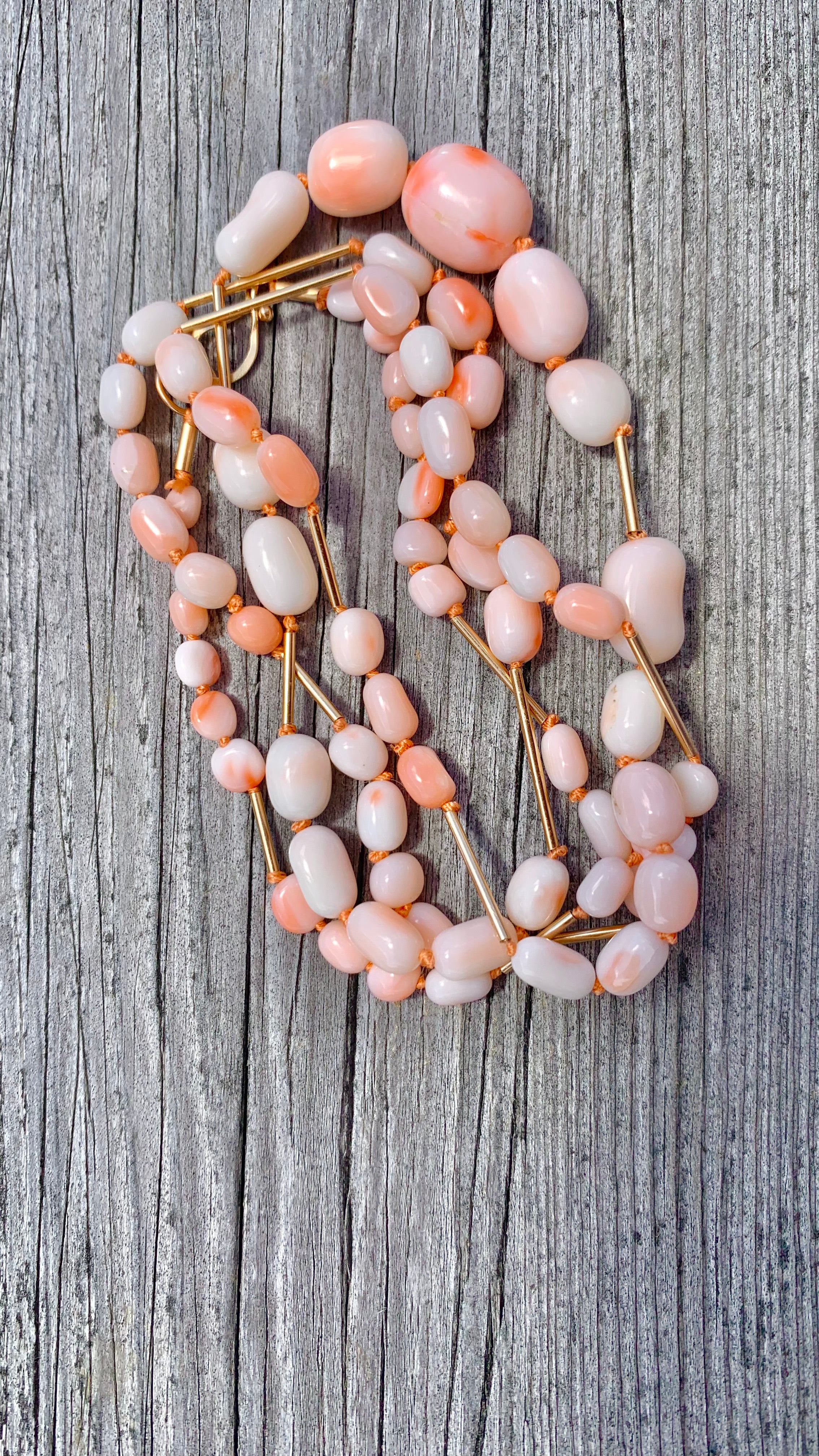 Angel Skin Coral & Gold Necklace