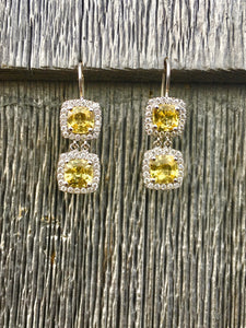 Diamond & Yellow Sapphire Earrings
