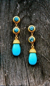 Blue Zircon & Turquoise Earrings