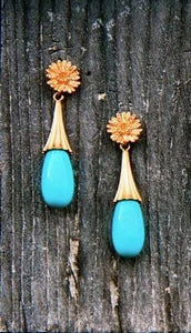 Turquoise Sunflower Drop Earrings