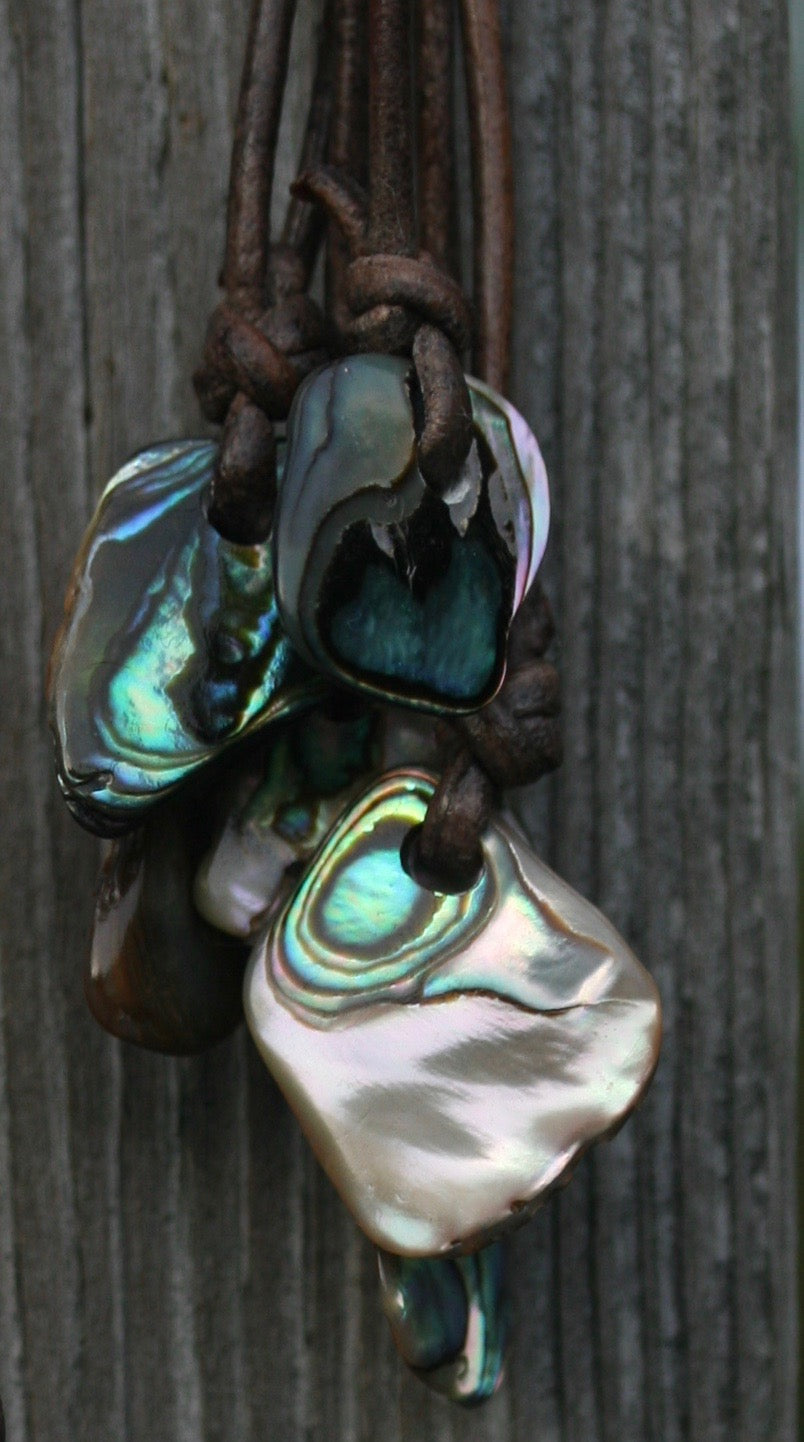 Abalone On Braided Cord Necklace