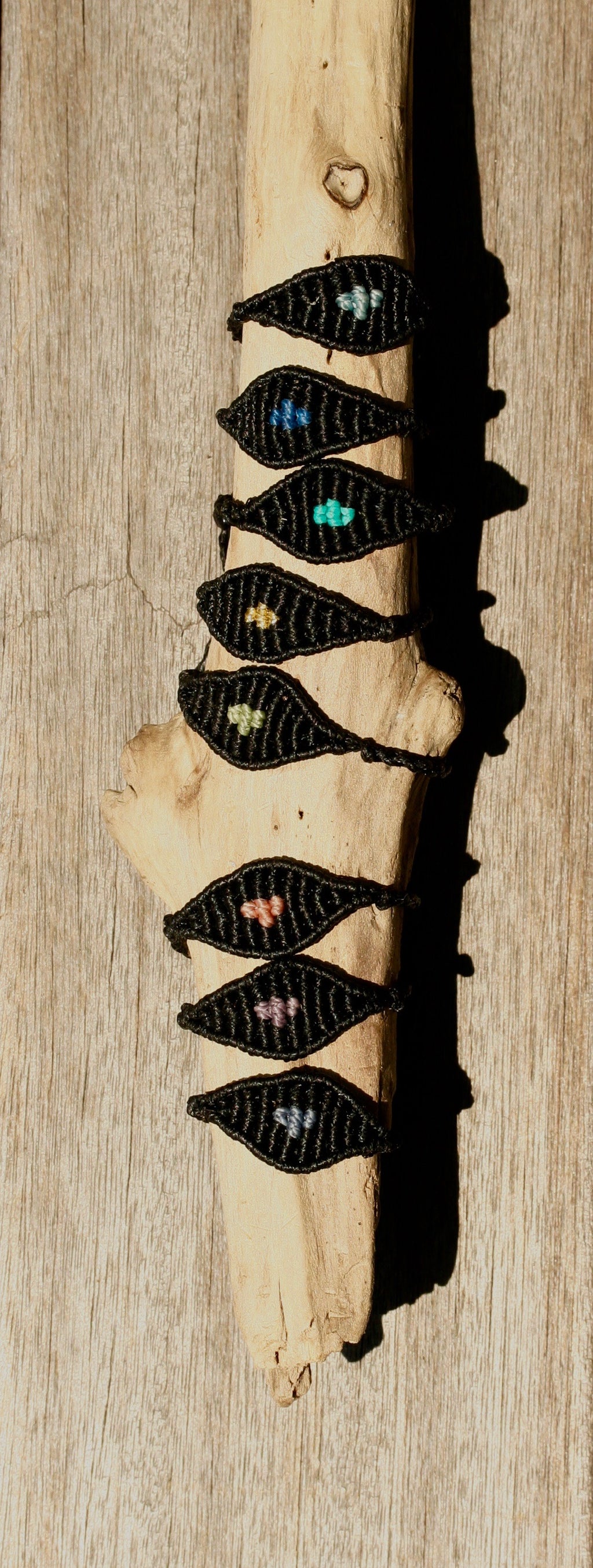 Woven Small Black With Assorted Color Center Evil Eye Bracelet