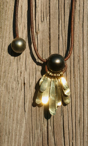 Hammered Petals Of Gold & Tahitian Pearl