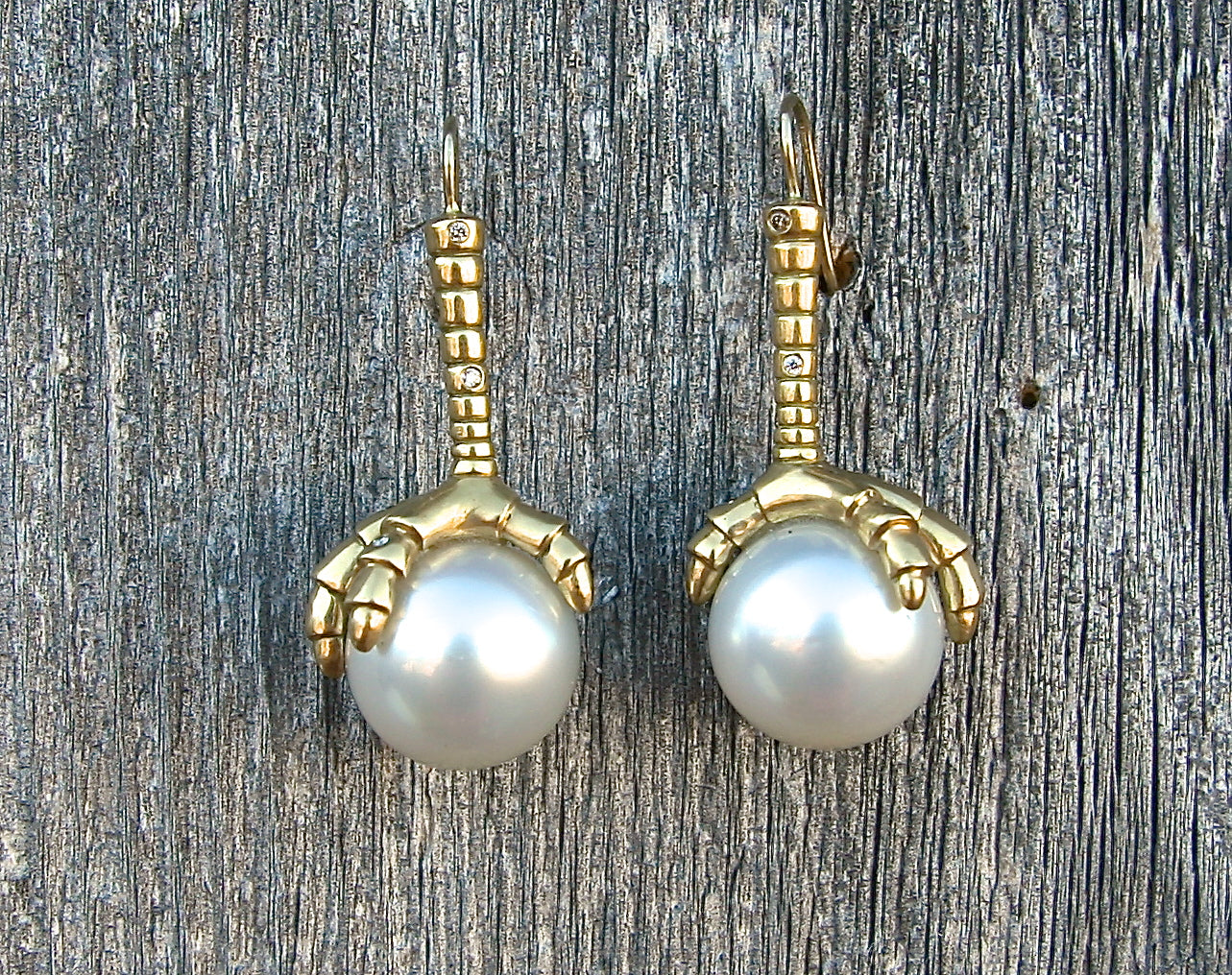Pearl Claw Earrings Large