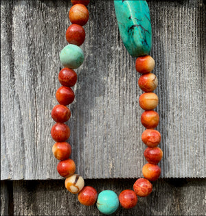 Coral, Turquoise & South Sea Pearl Necklace