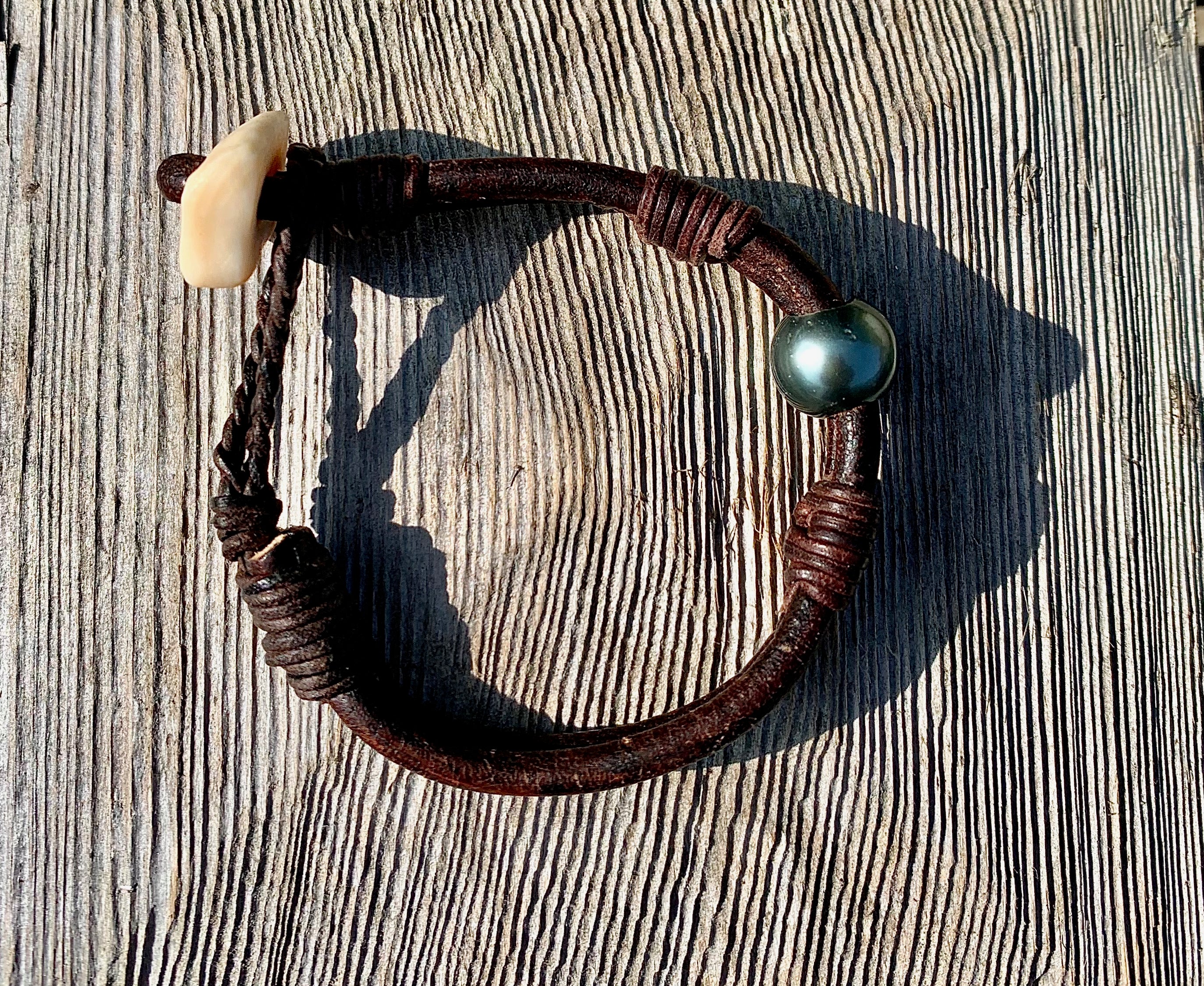 Tahitian Pearl & Leather Bracelet