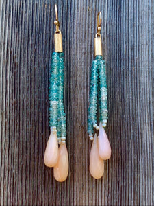 Aquamarine & Pink Opal Swing Earrings