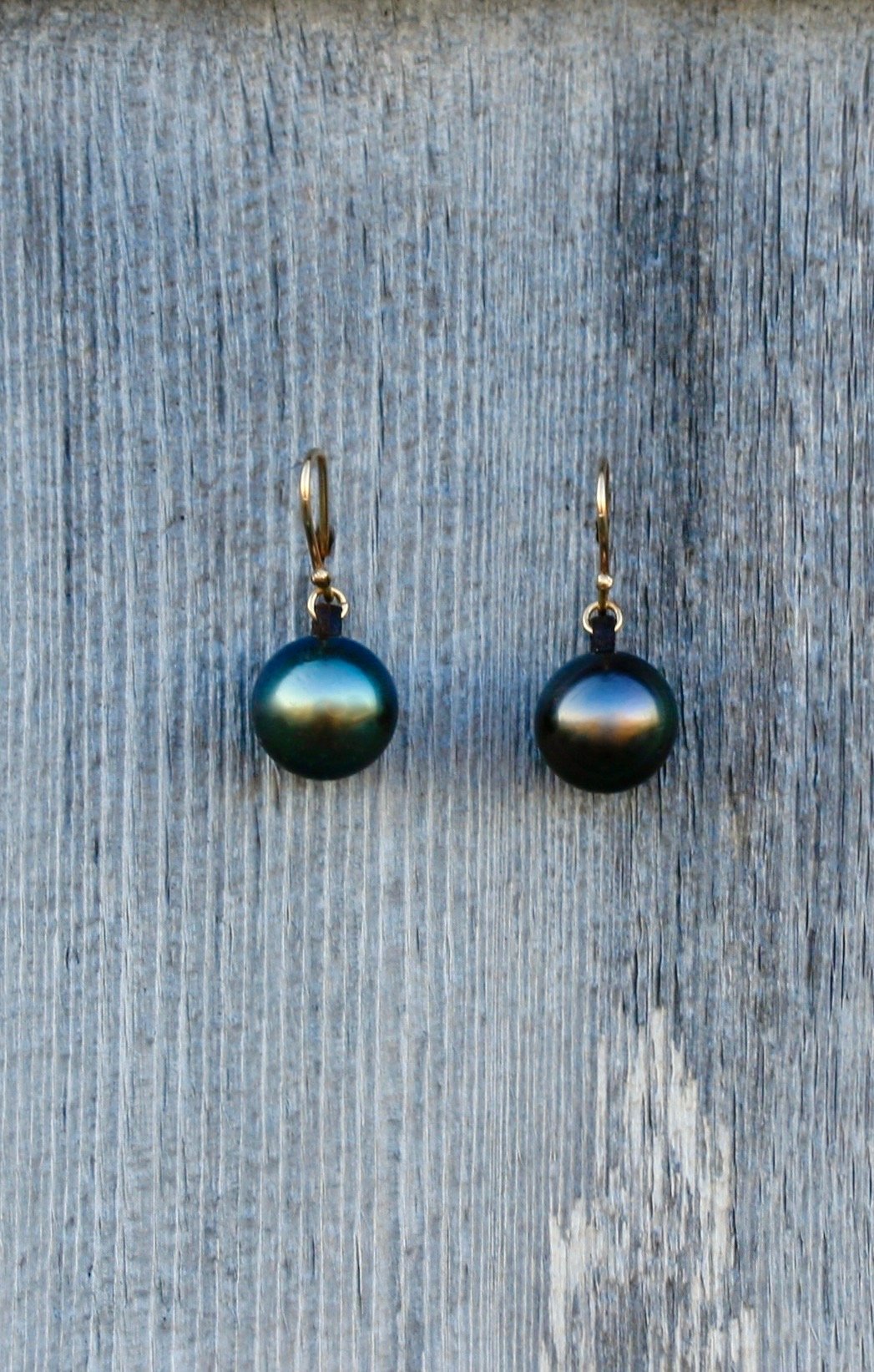 Tahitian Pearl & Leather Earrings