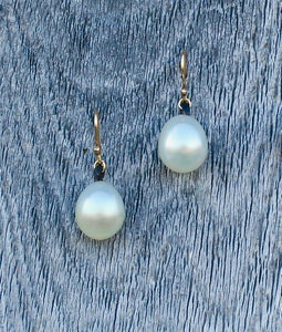 South Sea Pearls & Leather Earrings