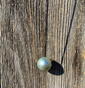 Tahitian Pearl & Ball Chain Necklace