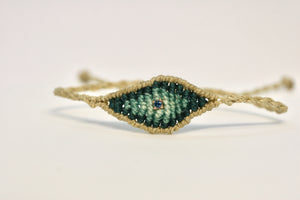 Woven Small Green, Blue Diamond Evil Eye Bracelet