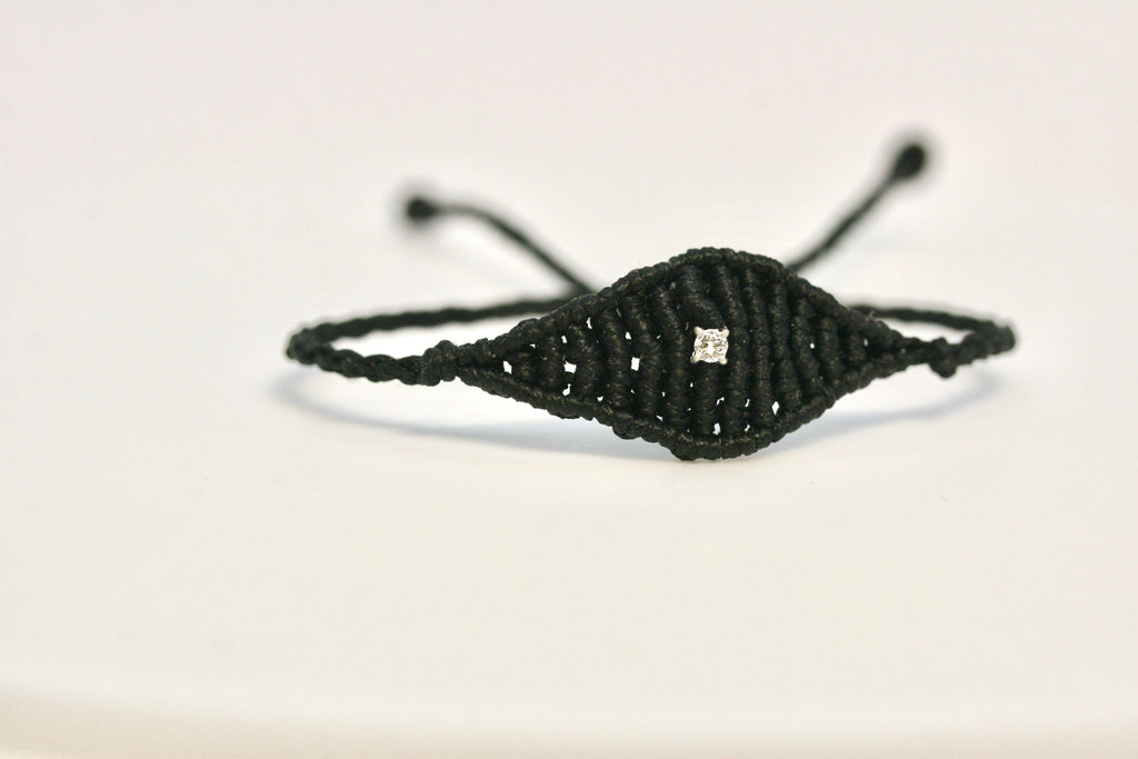 Woven Small Black Diamond Evil Eye Bracelet