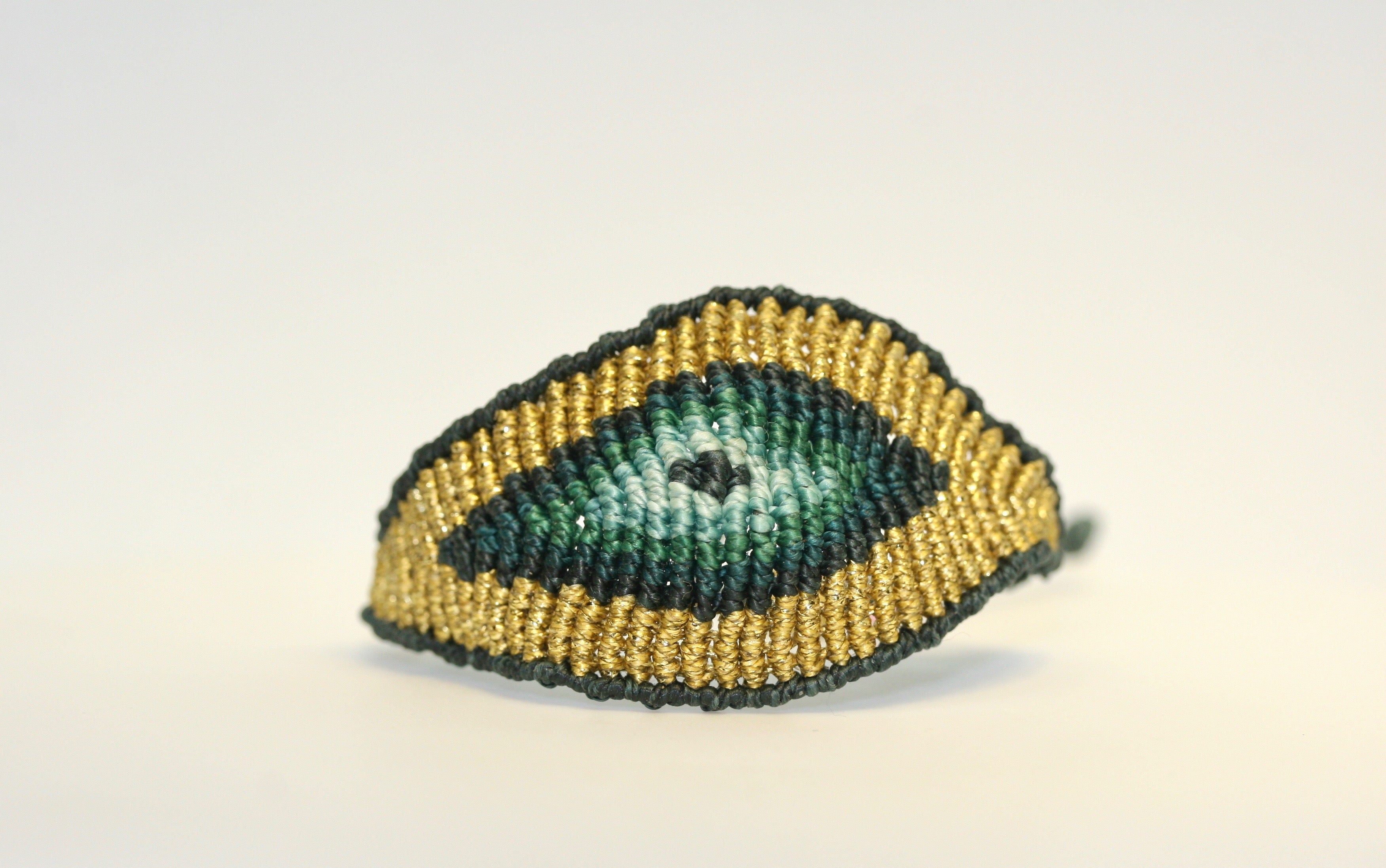 Woven XLarge Gold, Green Evil Eye Bracelet