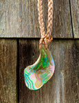 Abalone On Braided Lace Necklace With Rutilated Quartz