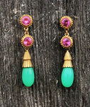 Chrysoprase & Pink Sapphire Earrings